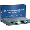 YuanLey 26 Port PoE Switch, 24 PoE+ Port 100Mbps, 2 Uplink Gigabit, 802.3af/at 4