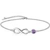 Suplight Cavigliera Donna Argento 925 con ciondolo infinito pietra di nascita ametista mese febbraio Cavigliera Catenina Argento con Pietra Ipoallergico Gioiello da Spiaggia