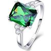 Yaresul Anello con pietra preziosa artificiale da 3,5 carati, in argento Sterling 925, 10 x 8 mm, con zaffiro taglio radiante, smeraldo, ametista, zirconia cubica, anello con pietra portafortuna per