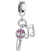 MiniJewelry Ciondolo con pietre scintillanti e microfono, compatibile con braccialetti Pandora, regalo di compleanno per donne, figlia, sorella, nipote, nipote, Misura unica, Metallo, Nessuna pietra preziosa