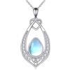 YAFEINI Collana in argento Sterling con ciondolo in pietra di luna con nodo celtico, gioiello irlandese, idea regalo per donne, 1, Argento sterling, Pietra di luna