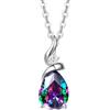 FANCIME Collana Donna Goccia Oro Bianco 14 Carati Ciondolo Argento 925 Zaffiro/Smeraldo/Rubino/Acquamarina/Ametista/Granato/Peridotite/Topazio/Opale/Citrina/Diamanti