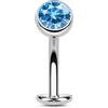 OUFER 14G Piercing Ombelico Galleggiante con Filettatura Interna Titanio G23 Lungo a Cerchio Zirconia Blu Argento Belly Bar Corto per Donna con Bilanciere 8 mm