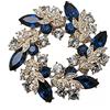 KONFEN Spilla Donna Fiore Cristallo con Foglia Zirconi, Blu Vintage Brooch Woman Grande Elegante per Vestiti, Brosche Regalo per Ragazze