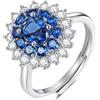 SNORSO Anello di fidanzamento da donna, in argento Sterling 925, con pietra portafortuna e zaffiro, anello per promessa eternità, anniversario, matrimonio, regolabile, in argento, da donna, regalo per