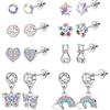 YADOCA 8 Paia Orecchini Bambina Anallergici per Donne Ragazze Bambini Acciaio Chirurgico Cubic Zirconia Orecchino a Vite Cuore Perla Arcobaleno Fiore Farfalla Orecchini Pendenti Set