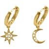 BONNYBIRD® Orecchini Stella e Luna Oro Cerchio Pendenti Donna Acciaio Inossidabile Chirurgico Inox Anallergici Senza Nichel Free Piccoli Gioielli Impermeabile