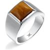 Kuzzoi Anello da uomo in argento massiccio 925 lucidato, con, 62, Argento sterling, Pietra tigrata