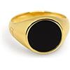 Sprezzi Fashion Anello da uomo con sigillo in argento Sterling 925 massiccio, placcato oro 585, rotondo, con confezione regalo e argento Sterling placcato oro., 54 (17.2), colore: onice dorato, rotondo, cod. R-6