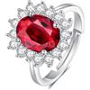 SNORSO Anello di fidanzamento da donna, in argento Sterling 925, con pietra portafortuna e zaffiro, anello per promessa eternità, anniversario, matrimonio, regolabile, in argento, da donna, regalo per