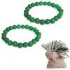 ariarly Braccialetto verde portafortuna Feng Shui, braccialetto portafortuna per affari, perline di pietra verde, tripla protezione, per fortuna, fortuna e ricchezza (2 pezzi)