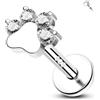 Melighting Orecchino in argento sterling 925 con filettatura interna, piercing per elica, gioiello CZ piatto sulla schiena, 16 g, per cani Paw Labret Stud Tragus Stud 6/8 mm, 16G 6MM, Argento sterling