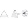 FACOKO Orecchini a bottone piatto da donna, orecchini a triangolo in titanio, orecchini a vite ipoallergenici da uomo, orecchini a bottone piatto in argento senza nichel (5mm - argento)