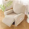 WWQQKJ Copripoltrona Relax Reclinabile, Copripoltrona Elettrica Reclinabile Elasticizzato con Tasche Universale Copri Poltrona Elettrica Reclinabile con Braccioli(Beige,1 Posto)