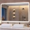 S'bagno Specchio-Bagno-con-Luce 120x70cm, Specchio-Bagno-LED-Retroilluminato, Bluetooth, Antifog, 3 Colori, Dimmerabile, Memoria, Temperato, Impermeabile IP44, Orizzontale/Verticale