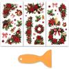 OLYCRAFT 3 pz/Set Adesivi Trasferibili A Sfregamento per Ghirlande Natalizie per Mobili e Artigianato 15x30cm Adesivo Da Strofinare con Fiori Natalizi per Scrapbooking Finestre Decorazioni per La Casa