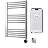 Greened House - Termosifone elettrico cromato Smart WiFi controllato, 500 mm x 800 mm, riscaldamento, barre piatte, timer programmabile 7 giorni, compatibilità con app