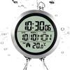 Lancoon Orologio da Doccia Moderno Impermeabile Senza Ticchettio, 5 Batterie, 4 Ventose sul Retro, Visualizza Ora Temperatura Data Giorno della Settimana per Bagno Camera Da Letto