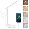 vsshe Lampada da scrivania, Lampada da Tavolo, Lampadas da lettura con porta USB, 5 Colori e 5 Livelli di Luminosità,Timer e Tocca Controllo,Lampadas da comodino pieghevole per lettura,lavoro,Ufficio