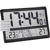 TFA Dostmann 60.4520.01 - Orologio da parete radiocontrollato digitale XL con temperatura interna, data e giorno della settimana (nero con batterie)