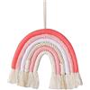 Shiwaki Macrame Tessuto Arcobaleno Appeso a Parete Bohemien Home Art Decor, arazzo colorato Fatto a Mano per Regalo Festa di Compleanno, Sala Giochi Arcobaleno Artista Decorazione (Rosa)