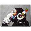 Giallobus - Quadro - Banksy - Dj Monkey - Tela Canvas Telaio Standard - 100x70 - Pronto da appendere - Quadri moderni per la casa
