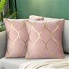 Hanrunsi Fodera Cuscino Rosa 45x45 Federe Velluto Cuscini Fodere Rosa con Linee Dorate Cuscini Decorativi Federe Moderne Fodere per Cuscini Eleganti per Divano Casa Camera Letto Set di 2