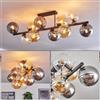 HOFSTEIN Gastor Plafoniera da soffitto, 10 luci, in metallo/vetro, colore nero/fumo/ambra/trasparente, lampada retrò/vintage (paralumi Ø 15 cm), E14, sala da pranzo