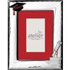 Generico Atelier Cornice Portafoto in Argento PVD per Laurea, 15x20 cm, con Tocco e Libri