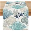 Miuyunya Runner da Tavolo Moderno Oceano 40 x 240 Runner Tavola Impermeabile Esterno Conchiglie e Stella Marina Lavabile Primaverile Estivo Centro Tavola Decorazioni per Cucina Vacanze Feste