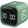 QUMOX Timer Cubo 5 10 30 60 Minuti, Timer Digitale Ricaricabile con Sensore di Gravità, Modalità Manuale, Vibrazione e 2 Livelli di Volume, Timer Portatile per Studio, Lavoro, Cucina (Verde)