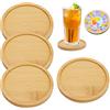 Rairsky Set di 4 Sottobicchieri in Bambù per Bicchieri, Sottobicchieri in Bambù Rotondi Sottobicchiere Multiuso da 9,5 cm Rotondi Sottobottiglia da Tavola per Birra, Bevande, Tazze, Bicchieri, Tazza da Caffè