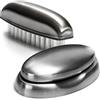 com-four® 3 pezzi Set da, spazzola a mano in acciaio inossidabile | sapone antiodore con ripiano - sapone in acciaio inossidabile