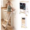 KYWAI® Torre Montessoriana Bambini Premium, Torre Montessoriana Pieghevole con 2 Altezze Regolabili, Lavagna Removibile, Design Nordico Compatto - Marchio Impegnato nella Riforestazione Globale