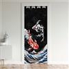 Loussiesd Tenda per porta in stile giapponese, per la privacy, con motivo pesci, blocco del calore, oscurante, per camera da letto, 86 x 203 cm, 1 pannello