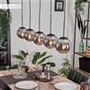 hofstein Lampadario a sospensione Gastor in metallo/vetro nero fumo, design vintage retrò con ombrelli in vetro (Ø 15 cm), altezza max 149 cm, 5 lampadine E27, senza lampadina