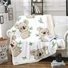 Loussiesd Coperta in pile con motivo koala, motivo animaletti carini, stile Kawaii, soffice e accogliente, regalo tenero per bambini, ragazzi e ragazze, misura: 221x239 cm