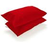 PARAMAISON Coppia Federe Cuscino Letto, Morbide Traspiranti, Set 2 Copricuscini Cotone 100% a Sacchetto, Tinta Unita | 52x82 cm Rosso