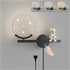 KZT 8W LED Lampada Da Parete con Interruttore Touch Dimmerabile Bambini Applique da Parete con Spina Bambin Cameretta lampade da comodino Astronauta Luce a Muro per Ragazzi Ragazze camera da letto