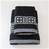 Jenny Sesal Set Asciugamani SUSY, con Balza in Jacquard, Set di due asciugamani da bagno Viso e Ospite NERO Spugna di alta qualità proveniente da Portogallo.