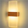 guobinZH LED Lampada da Parete Interno 12W Luce Bianca Calda 3000K in Acrilico | Moderno Up Down Applique da PareteApliche Muro Interno con Guscio di Legno per Camera da Letto Soggiorno Corridoio Scale