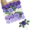 LEUCHTAMOR 25 rose artificiali viola, rose finte in schiuma realistica al tatto, per bouquet da sposa, centrotavola, composizione floreale, decorazione per la casa