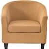 WWQQKJ Copripoltrona 1 Posto Chesterfield Elasticizzato 2 Pezzi Tinta Unita Fodere Poltrona da Cocktail Antiscivolo con Coprisedile per Bar Soggiorno Camera da Letto Club(Camel)
