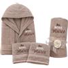 D&Vlab Kit Set 4 pz Accappatoio e 2 Asciugamani viso e bidet + Telo Doccia Grande Personalizzati con Nome Ricamati - in morbida spugna di cotone - Idea regalo per Uomo Donna Lui e Lei BOSSES (Per Lui)