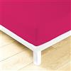LARA MORADA - Lenzuolo Sotto Una Piazza E Mezza Con Angoli Elasticizzati, 100% Cotone, Made In Italy, Tinta Unita, Per Letto 1 Posto E Mezzo, 120cm x 200cm + 25 cm, Fuxia