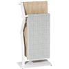 OUTBROS Portasciugamani da bagno autoportante, portasciugamani a 2 bracci, scaffale per asciugatura ed esposizione con ripiano, porta asciugamani per soggiorno, 40 x 20 x 80 cm, bianco