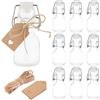 BENECREAT 12 Pack 60ml Mini Bottiglie di Vetro con Coperchio Oscillante con 20 PCS Cartellini e 1 PC Corde di Canapa per Bomboniere, Arredamento