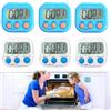 Nizirioo - Timer da cucina digitale con orologio con grande display LCD per cucina, ufficio, sport, 6 pezzi