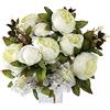 HAOSHICS Haoshishcs Fiori di Peonia Artificiali in Seta, Bouquet di Peonie Finte Realistiche per Decorazione di Casa, Ufficio, Matrimonio, Cerimonia Nuziale (Bianco)