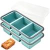 GOMETY 2 contenitori per zuppe, congelamento, in silicone, 3 griglie con coperchio, grandi contenitori per il congelatore, per zuppa, brodo, salsa, cubetti di ghiaccio (blu)